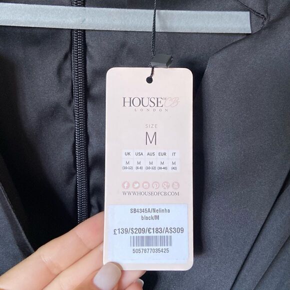 NWT House of CB Nelinha Gathered Tux Mini Black Dress Size M - Picture 10 of 10